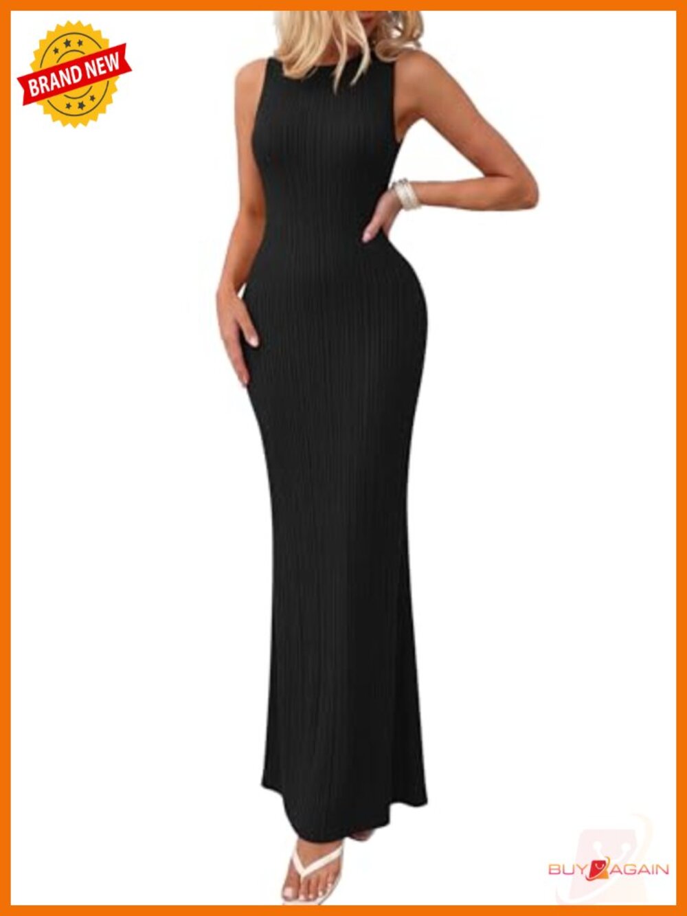 PRETTYGARDEN Sleeveless Knit Bodycon Maxi Dress Crewneck Casual Summer